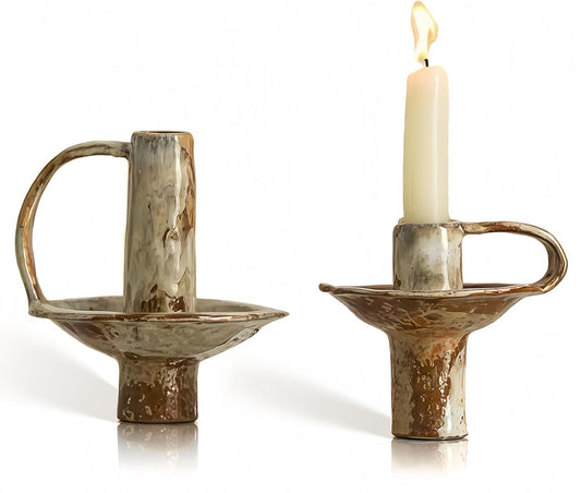 Taper Candle Holders, Vintage Ceramic Pillar Brass Candle Holder, Handmade Candlesticks Holders, Candle V1188-ZC-DLL-493