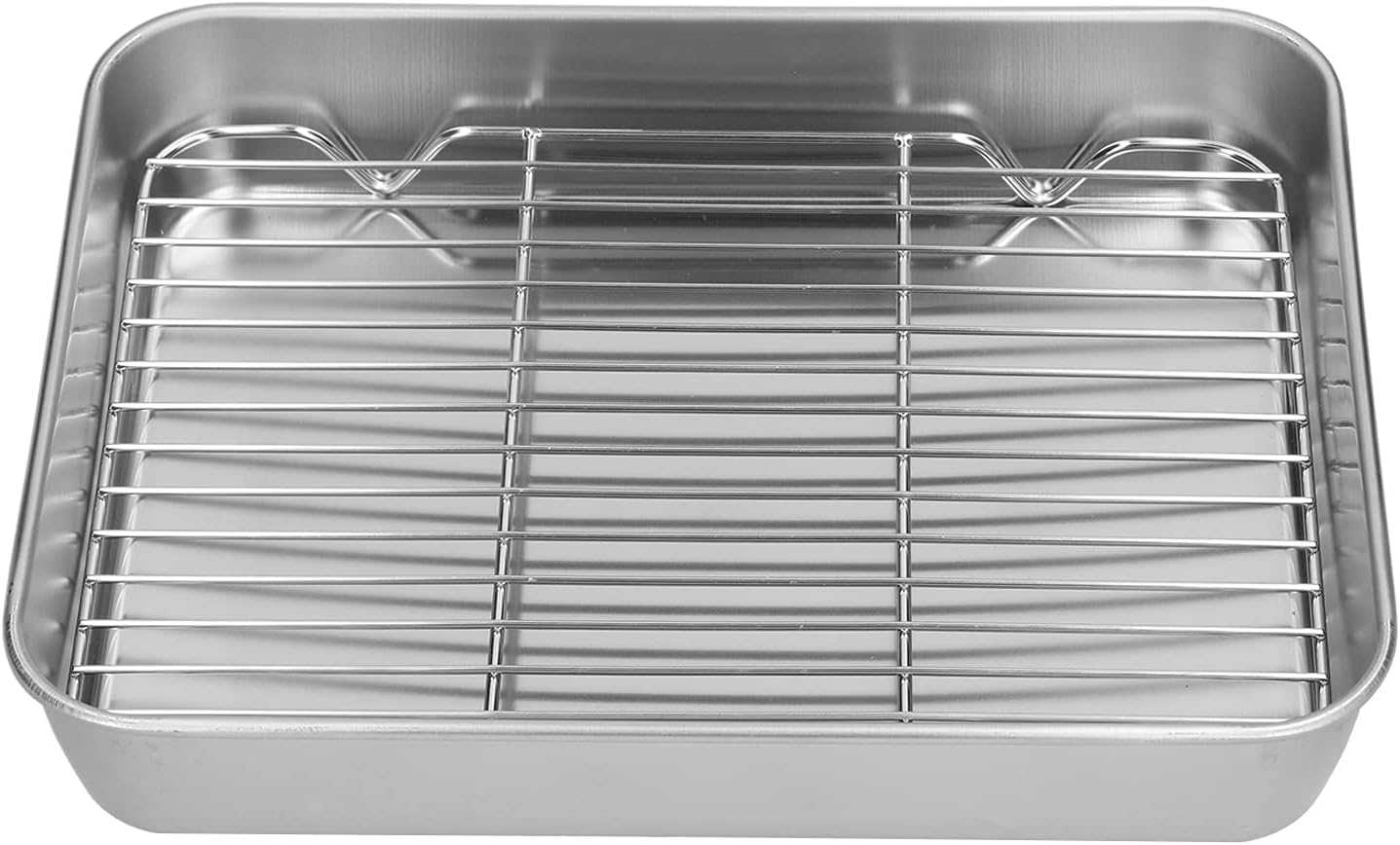 Broiler Pan for Oven, Rectangular Tray Deepened Kitchen Bakeware Rack Roaster Refrigerated Crisper Chassis V1188-ZC-DLL-499