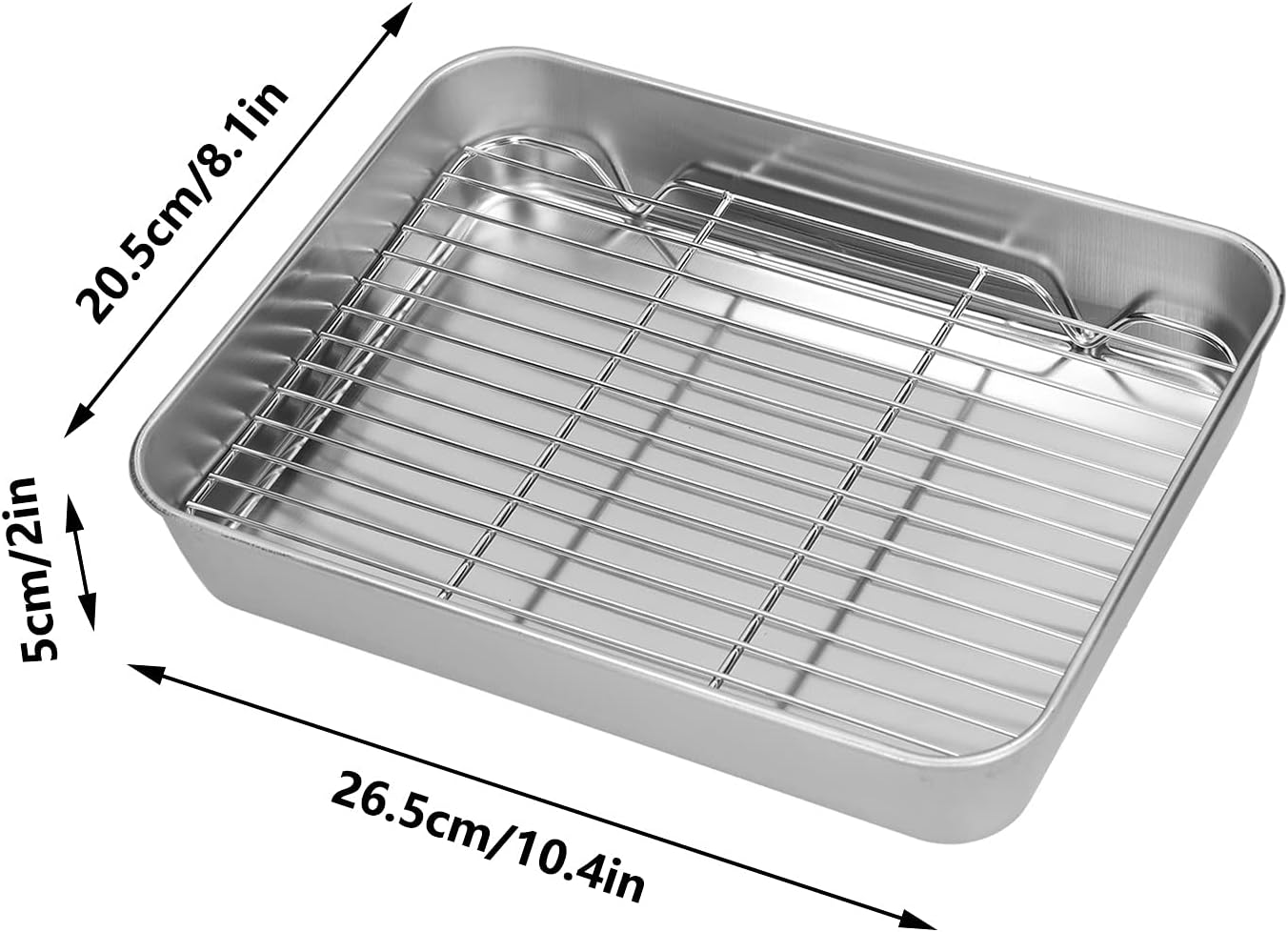 Broiler Pan for Oven, Rectangular Tray Deepened Kitchen Bakeware Rack Roaster Refrigerated Crisper Chassis V1188-ZC-DLL-499