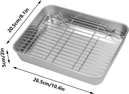 Broiler Pan for Oven, Rectangular Tray Deepened Kitchen Bakeware Rack Roaster Refrigerated Crisper Chassis V1188-ZC-DLL-499