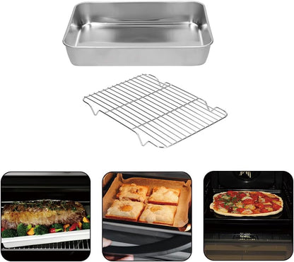 Broiler Pan for Oven, Rectangular Tray Deepened Kitchen Bakeware Rack Roaster Refrigerated Crisper Chassis V1188-ZC-DLL-499