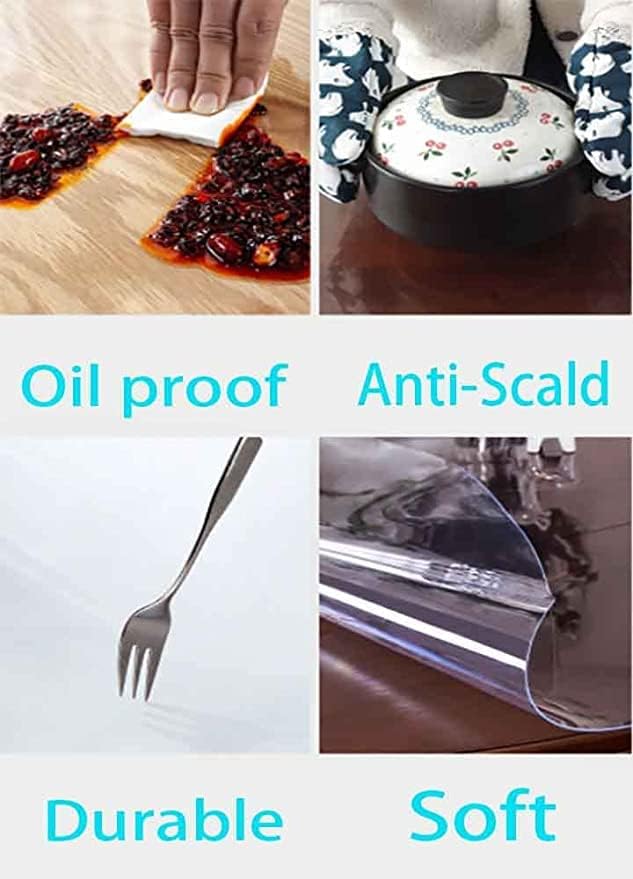 Clear Plastic Tablecloth Protector Round Table Transparent Cover Vinyl Table Cloth for Kitchen and Home Table V1188-ZC-DLL-632