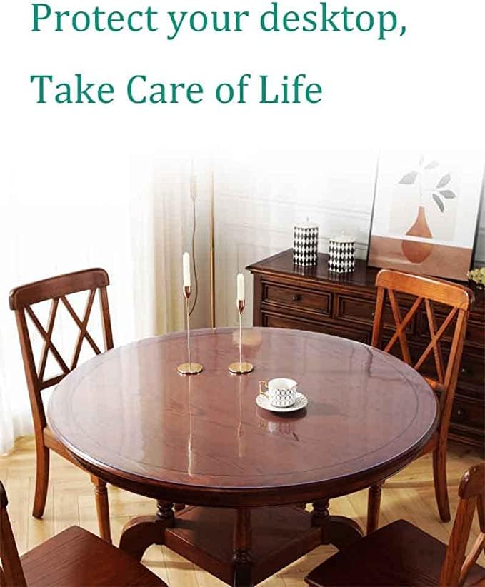 Clear Plastic Tablecloth Protector Round Table Transparent Cover Vinyl Table Cloth for Kitchen and Home Table V1188-ZC-DLL-632