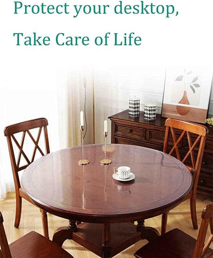 Clear Plastic Tablecloth Protector Round Table Transparent Cover Vinyl Table Cloth for Kitchen and Home Table V1188-ZC-DLL-632