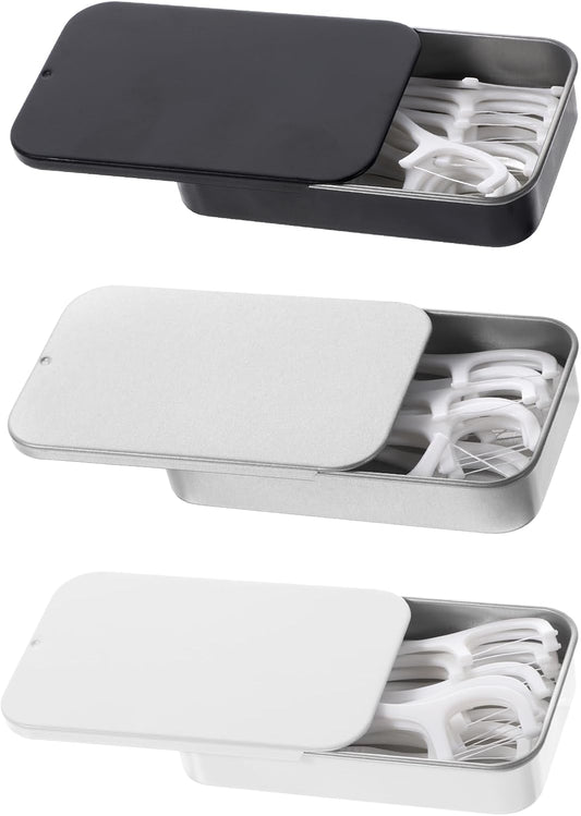 3 Pack Travel Floss Picks Case, Dental Floss Picks Travel Case Metal Storage Box for Flosser Pill Oral Care V1188-ZC-DLL-712