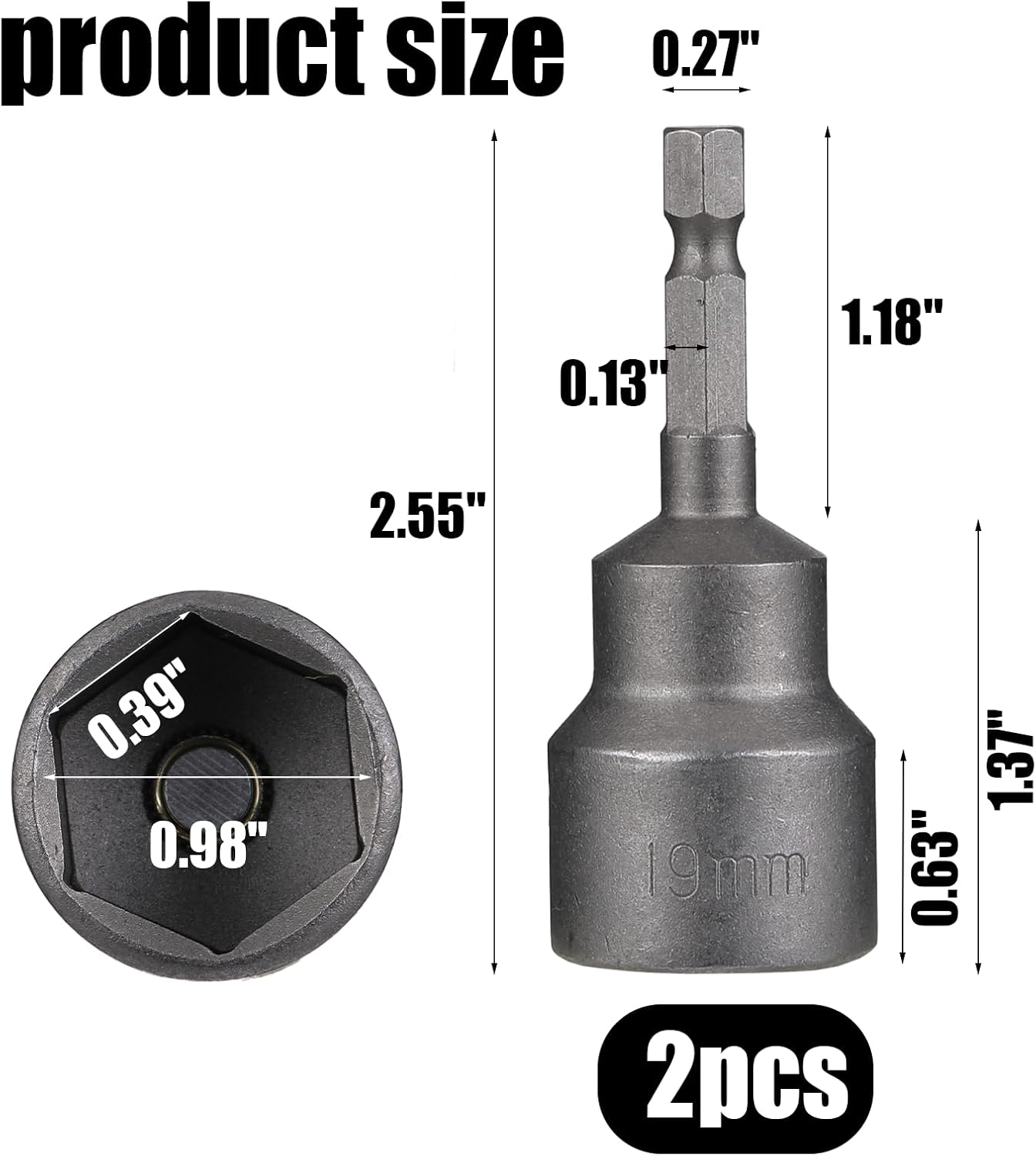 2 Pack RV Scissor Jack Socket, Camper Travel Trailer Jack Drill Adapter, 19mm Hex Drive, 1/4 Inch Hex Shank V1188-ZC-DLL-723