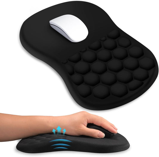 Ergonomic Mouse Pad with Wrist Rest, Dual-Slope Design for Pain Relief- Large 12x8 Inch Size with Reinforced V1188-ZC-DLL-755