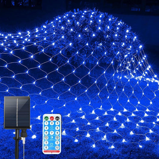 Solar Net Mesh String Lights, 9.8ft x 6.6ft 192 LED Outdoor Waterproof LED Decorative Lights with Remote for V1188-ZC-DP-179