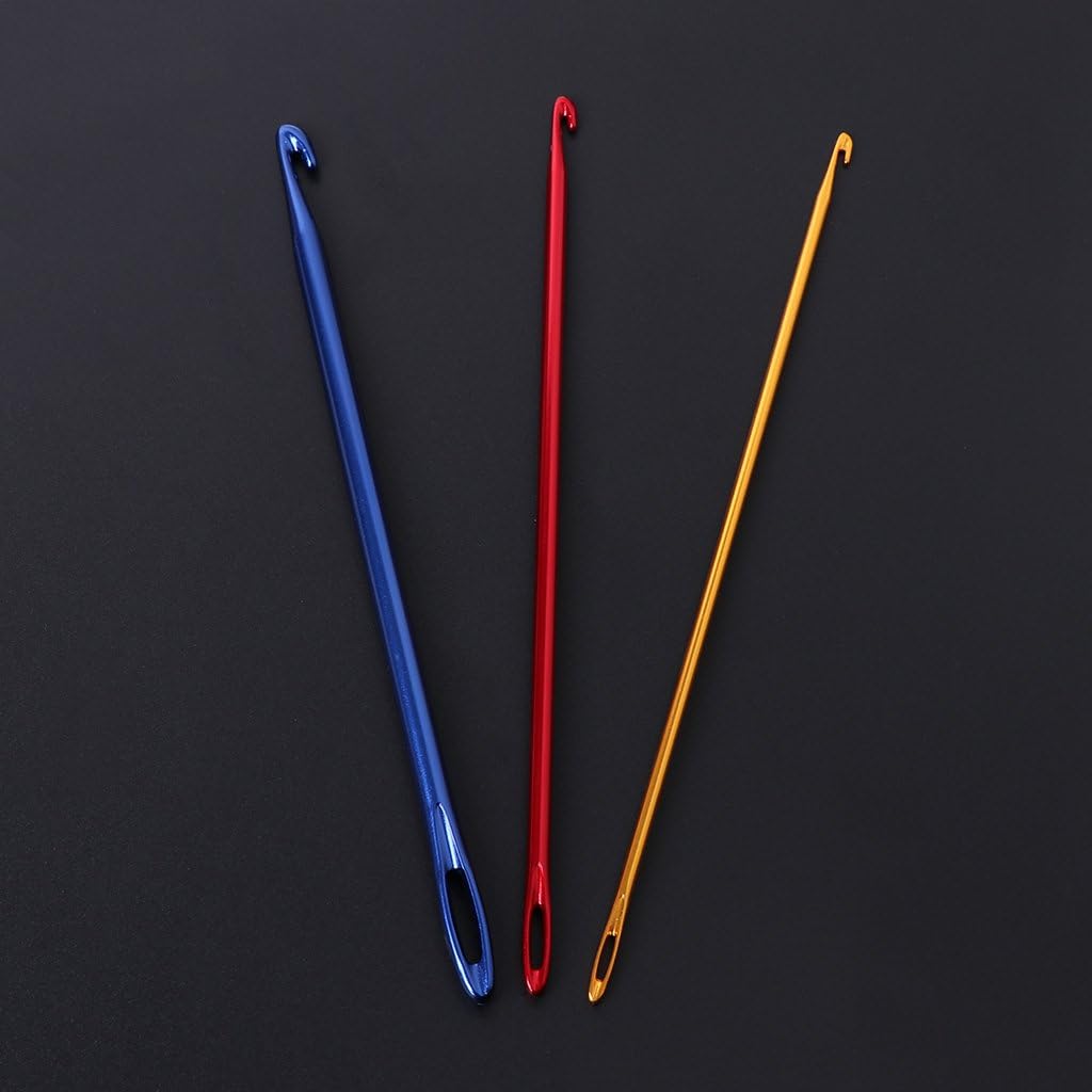 Afghan Aluminium Crochet Hook Knitting Needle Hand Knit Tool with Threading Hole V1188-ZC-DP-22