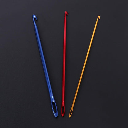 Afghan Aluminium Crochet Hook Knitting Needle Hand Knit Tool with Threading Hole V1188-ZC-DP-22