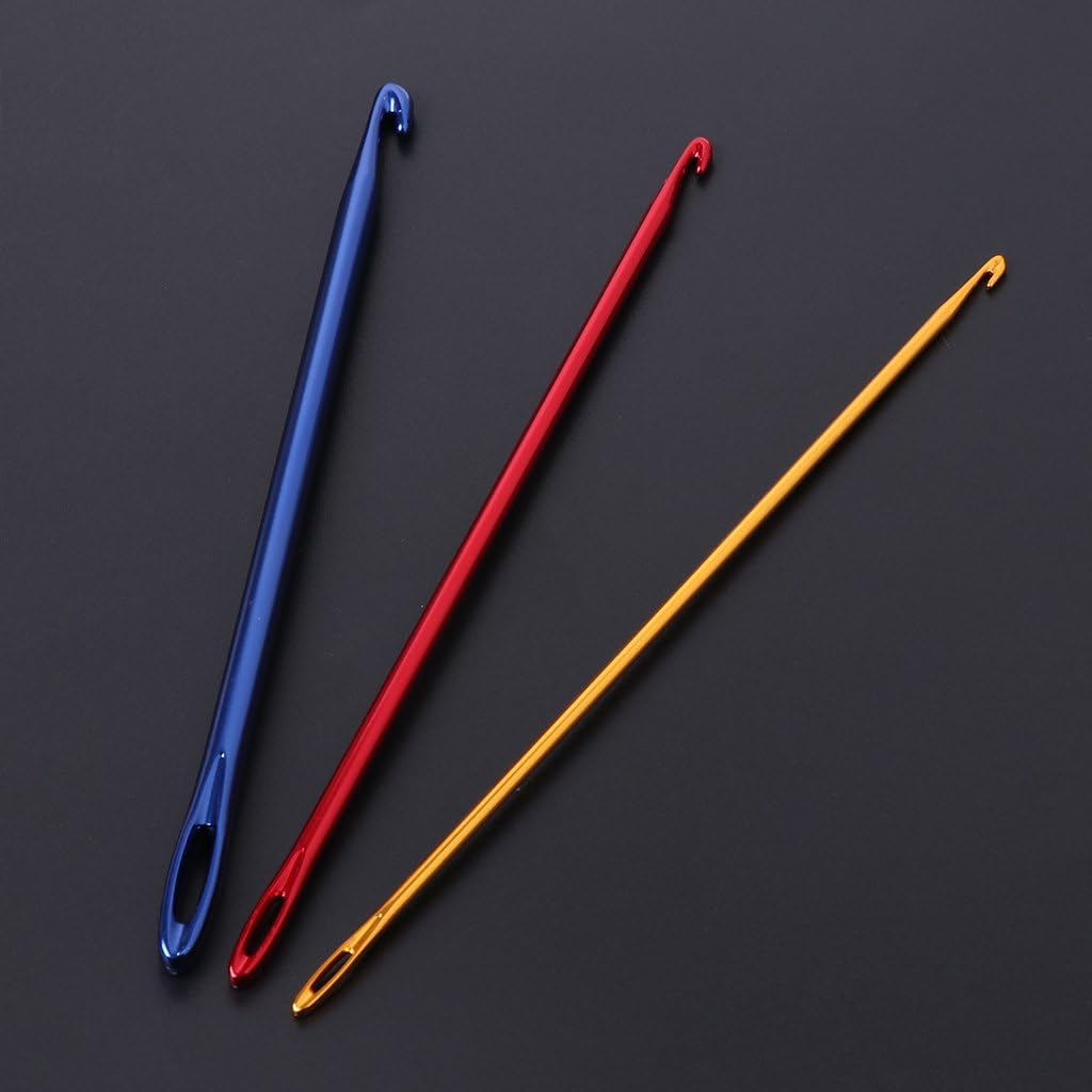 Afghan Aluminium Crochet Hook Knitting Needle Hand Knit Tool with Threading Hole V1188-ZC-DP-22