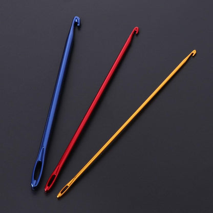 Afghan Aluminium Crochet Hook Knitting Needle Hand Knit Tool with Threading Hole V1188-ZC-DP-22