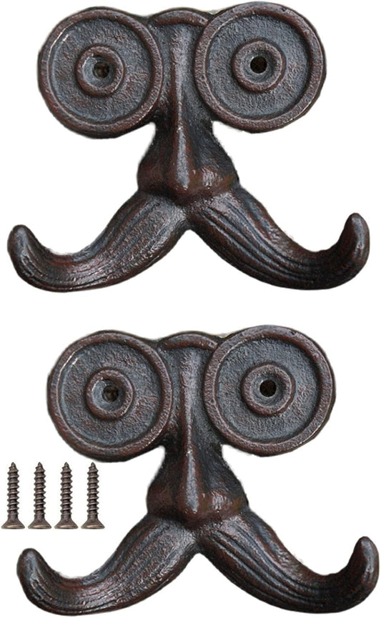 2 Pack Wall Hooks Cast Iron Mustache Hook Vintage Coat Hook Wall Mounted Coat Hooks Country House Double Hook V1188-ZC-DP-233