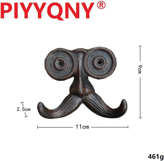 2 Pack Wall Hooks Cast Iron Mustache Hook Vintage Coat Hook Wall Mounted Coat Hooks Country House Double Hook V1188-ZC-DP-233