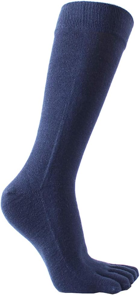 Mens Knee High Toe Socks Cotton Five Finger Sports Running Long Tube Calf Socks, 4 Pairs V1188-ZC-DP-560