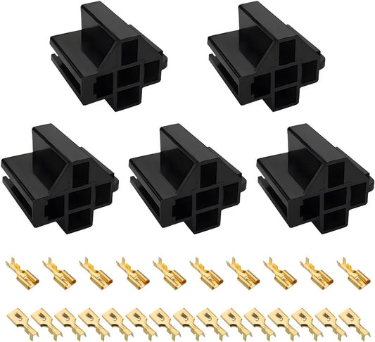 5 PCS Pin Relay Connectors, 12V Socket 30Amp/40Amp Connector with 6.3mm Terminals, Automotive Terminal Relays V1188-ZC-LHJ-1417