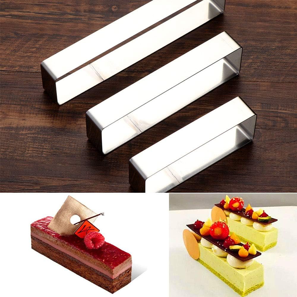 Mousse Mold 3-piece Set, Rectangle Ring Bakeware Tiramisu Cake Baking Cookie Cutters V1188-ZC-LHJ-214