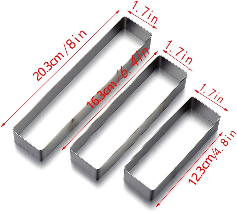 Mousse Mold 3-piece Set, Rectangle Ring Bakeware Tiramisu Cake Baking Cookie Cutters V1188-ZC-LHJ-214