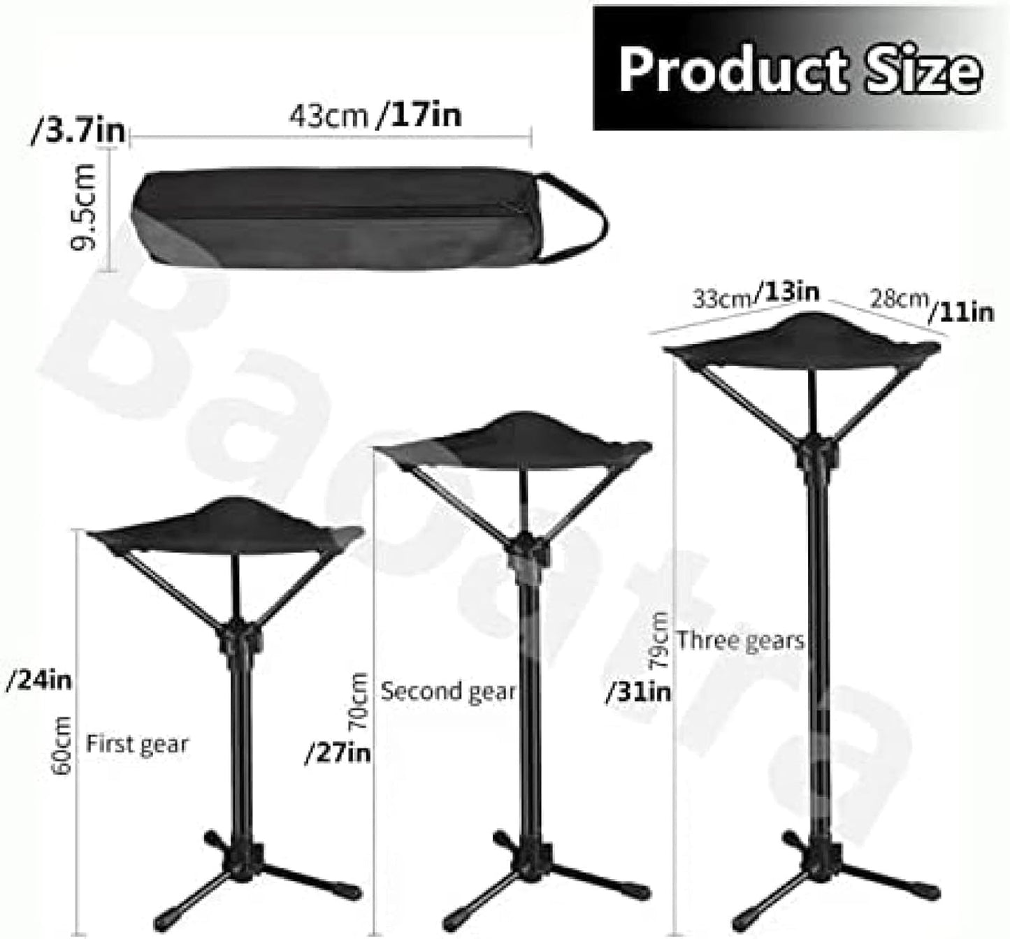 Portable Telescopic Stool - Lightweight Folding Chair for Camping & Fishing - Height Adjustable, Single Leg V1188-ZC-LHJ-272