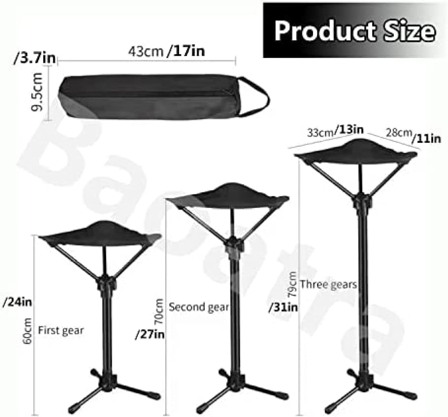 Portable Telescopic Stool - Lightweight Folding Chair for Camping & Fishing - Height Adjustable, Single Leg V1188-ZC-LHJ-272