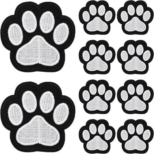 12 Pcs Cute Paw Print Iron on Patches, Self Adhesion Paw Print Applique Sewing Chenille Patches Embroidery V1188-ZC-LHJ-312