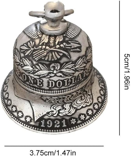Morgan Silver Dollar Bell,Halloween Witch Silver Bells Decorations,Antique Metal Hanging Bell V1188-ZC-LHJ-428