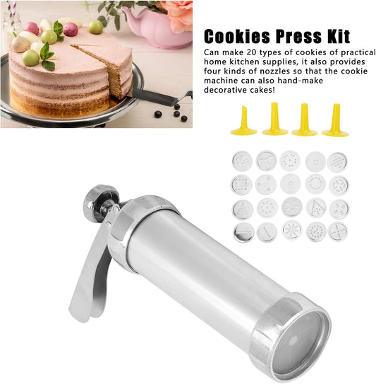 Cookie Press,Electric Cookie Press Gun with 20 Cookie Shapes Discs and 4 Piping Nozzle Cookie Press for V1188-ZC-LHJ-495