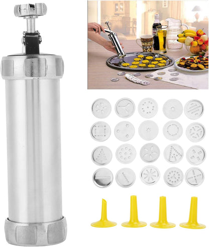 Cookie Press,Electric Cookie Press Gun with 20 Cookie Shapes Discs and 4 Piping Nozzle Cookie Press for V1188-ZC-LHJ-495