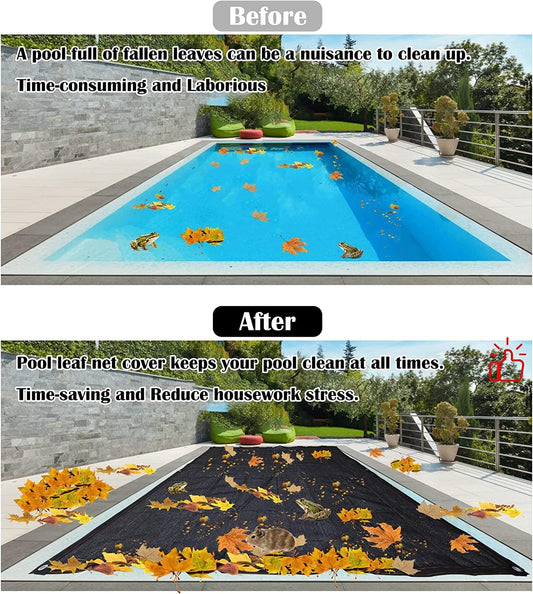 Leaf Net Pool Cover,Protective Mesh Cover with Reinforcement Edge and Rope,All-Weather Outdoor Cover for V1188-ZC-LHJ-568