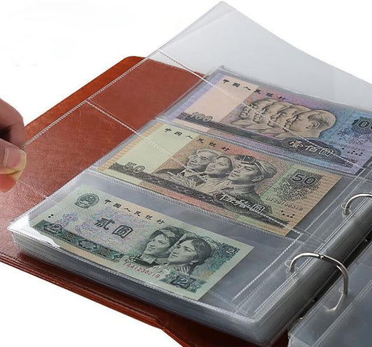 10 Sheets 3-Pocket Clear Paper Bill Holder Stamp Coin Collector Loose Leaf Sheet Collecting Album Page Random V1188-ZC-LHJ-911