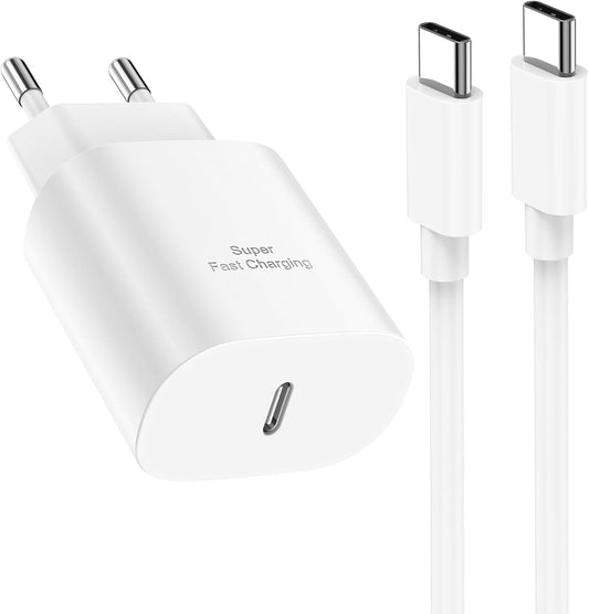 25W USB C Fast Charger with 2m Cable Compatible with Samsung Galaxy S25 S24 Ultra S23 S22 Ultra S22 Plus S21 V1188-ZX-Y1022-00634