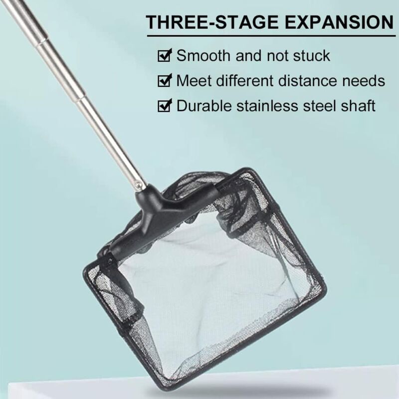 Aquarium Fishing Net Adjustable Telescopic Extendable Handle Mini Foldable for Fish Tank Compatible with V1188-ZX-Y717-4184