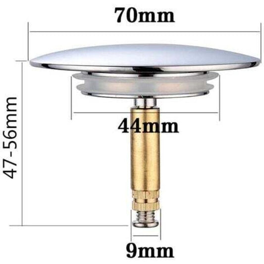 Universal Bathtub Stopper 70mm, Adjustable Height, Double Seal, Chrome Brass, Stainless, Compatible with Most V1188-ZX-Y725-0122