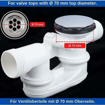 Universal Bathtub Stopper 70mm, Adjustable Height, Double Seal, Chrome Brass, Stainless, Compatible with Most V1188-ZX-Y725-0122