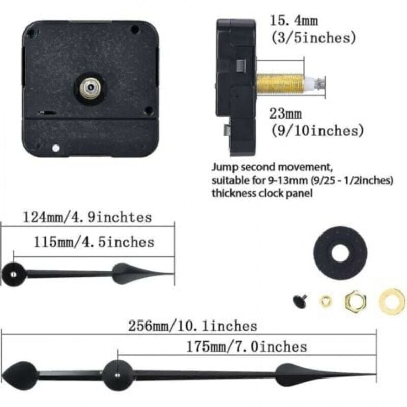 Clock Motor with High Torque and Long Shaft Compatible with 7-Inch Spade Hands V1188-ZX-Y801-0038