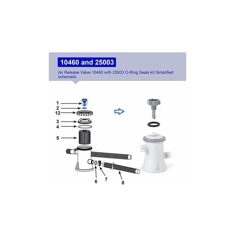 10460 Air Release Valve with O-Ring Replacement for Intex Filter Pumps 2811CA 2811EH 28121EH 10264 V1188-ZX-Y801-0715