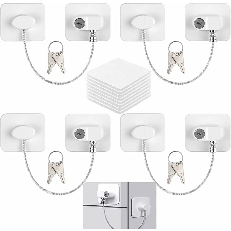 Child Safety Window Locks 4-Pack with 8 Keys, Compatible with Refrigerator Cabinets and Doors V1188-ZX-Y911-0109