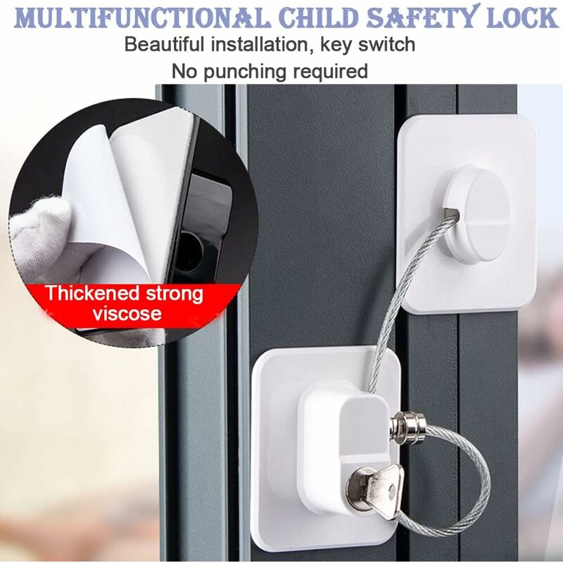 Child Safety Window Locks 4-Pack with 8 Keys, Compatible with Refrigerator Cabinets and Doors V1188-ZX-Y911-0109