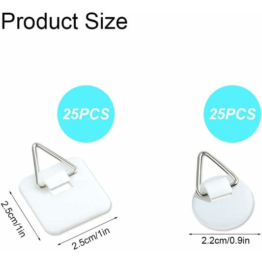 50-Pack 1"" Invisible Adhesive Hangers, Self-Adhesive Vertical Wall Plaque Hangers, Wall Plaques for Plates, V1188-ZX-Y911-3115