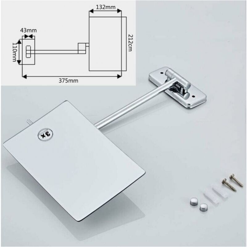 3X Magnifying Wall Mirror - Foldable Extension - 360 Degree Rotation Magnifying Mirror Bathroom Mirror with V1188-ZX-Y916-1047