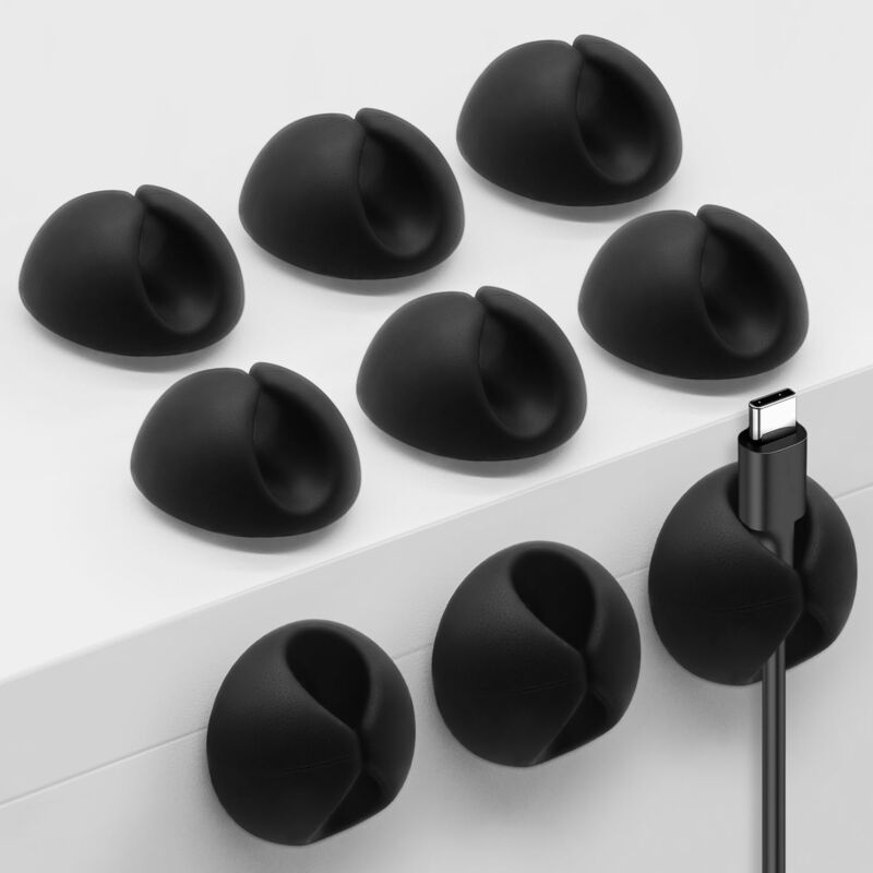 Black Self-Adhesive Cable Clips 10-Pack Single Port Cable Organizer Holder Wire Management V1188-ZX-Y916-4269