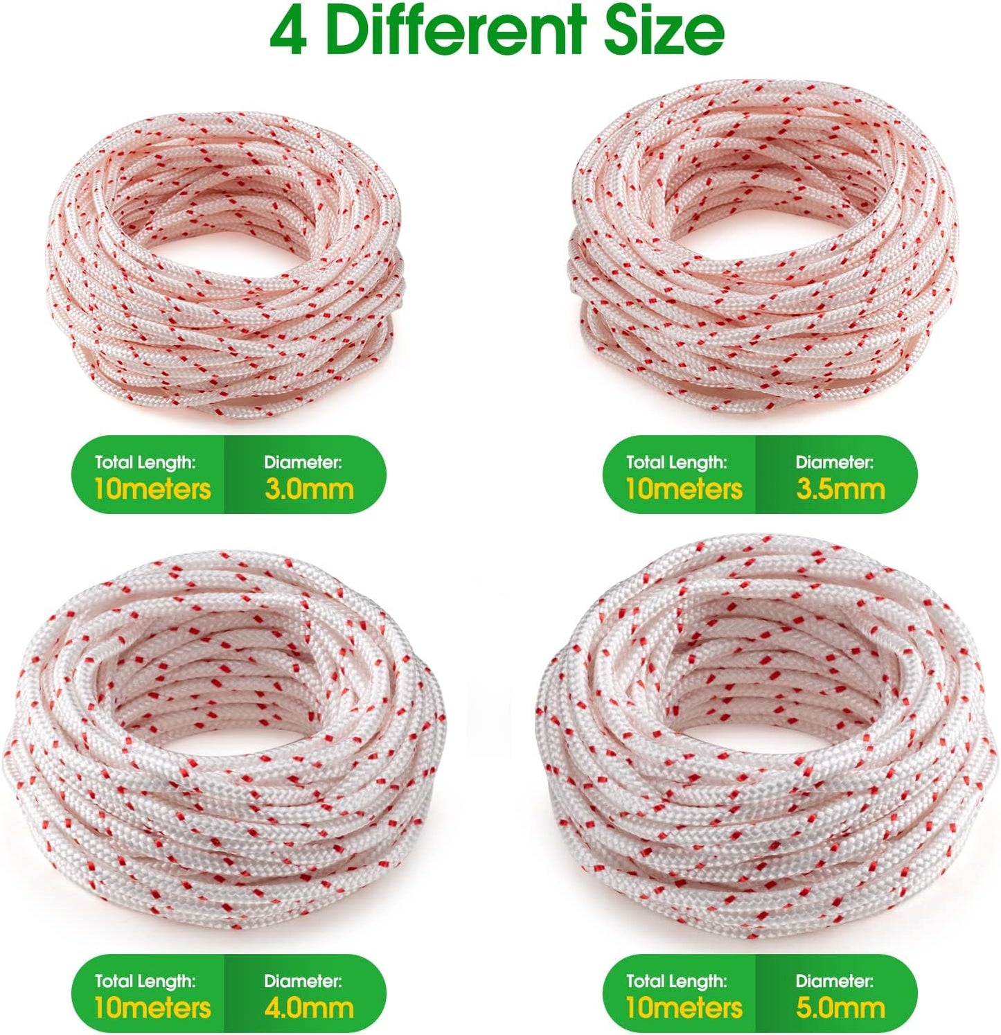 Replacement Starter Pull Cord (3.5mm) - 10 Meters (10M) - Compatible with Husqvarna, STIHL, and Craftsman V1188-ZX-Y923-00049