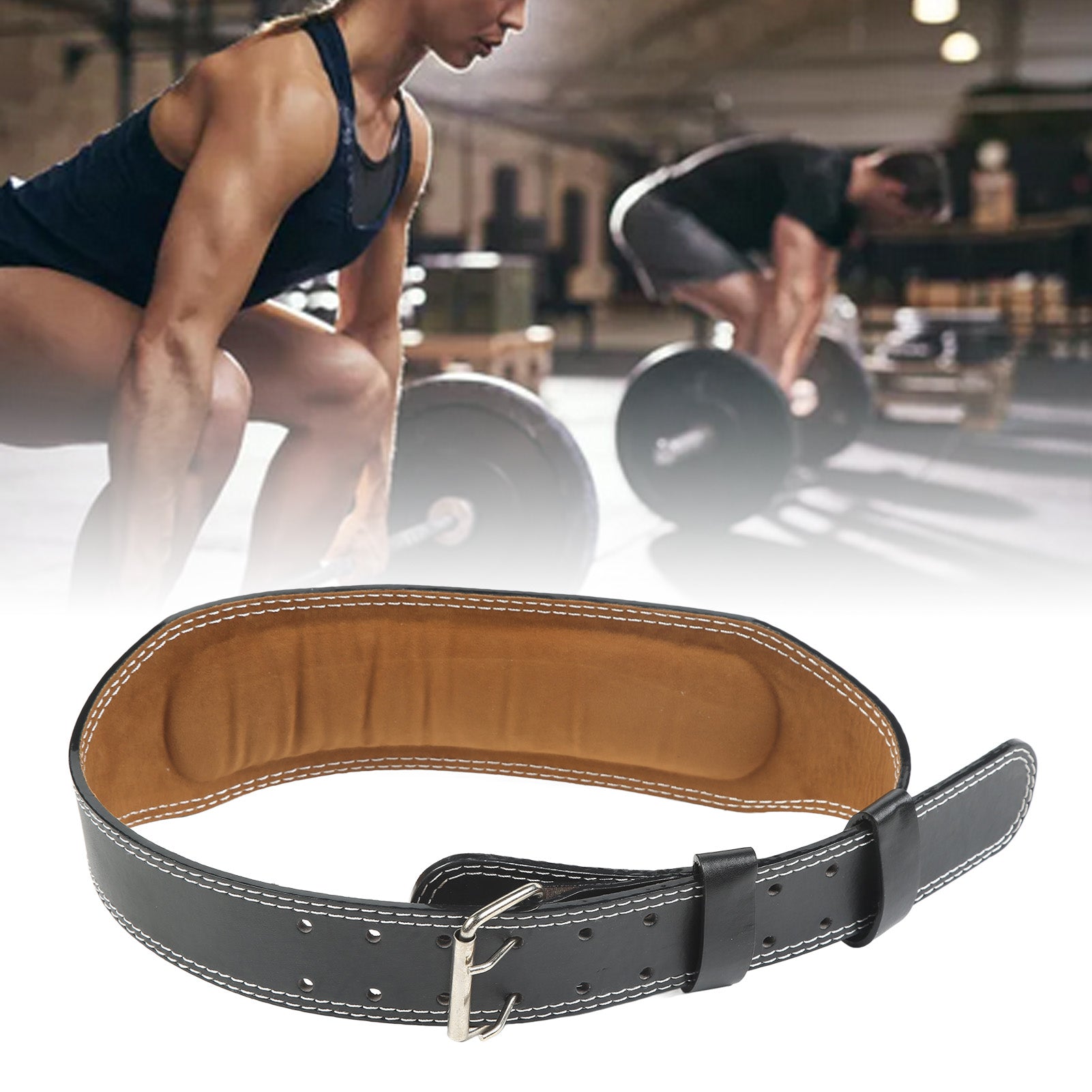 Weight Lifting Belt for Fitness Wide Support for Rowing Squats Deadlifts Black V1188-ZX-Y923-00089