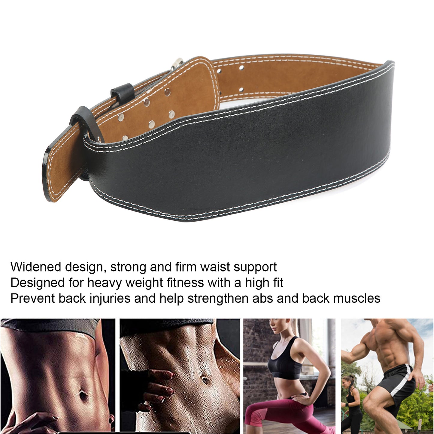 Weight Lifting Belt for Fitness Wide Support for Rowing Squats Deadlifts Black V1188-ZX-Y923-00089