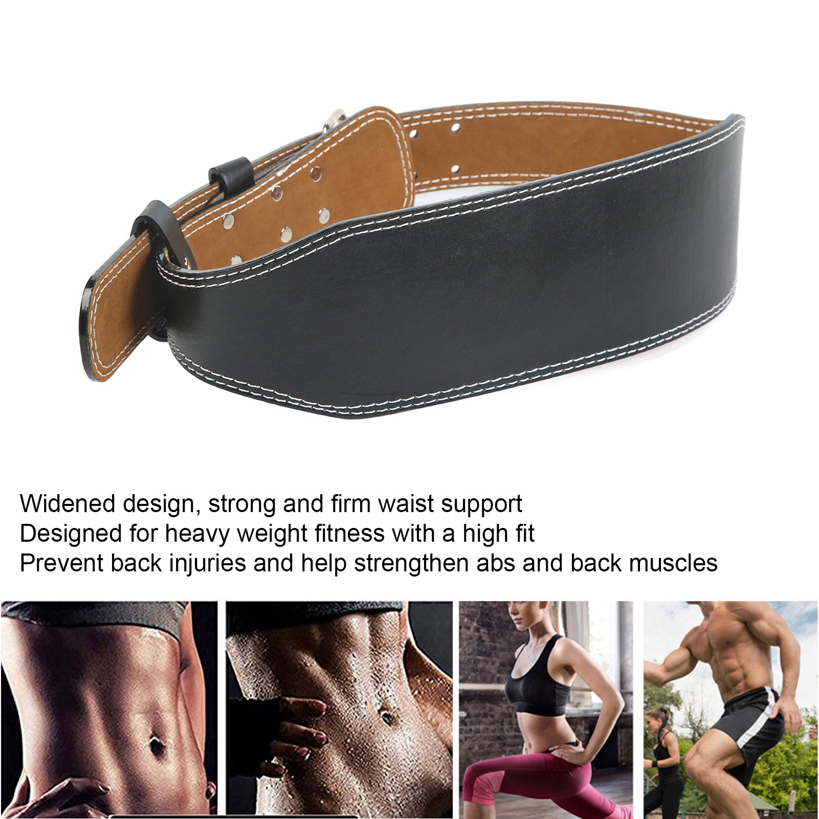 Weight Lifting Belt for Fitness Wide Support for Rowing Squats Deadlifts Black V1188-ZX-Y923-00089