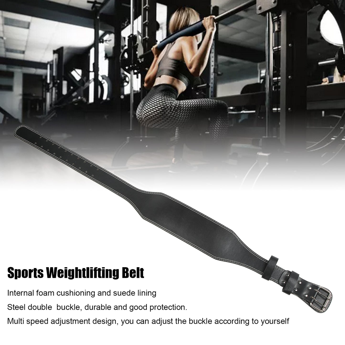 Weight Lifting Belt for Fitness Wide Support for Rowing Squats Deadlifts Black V1188-ZX-Y923-00089