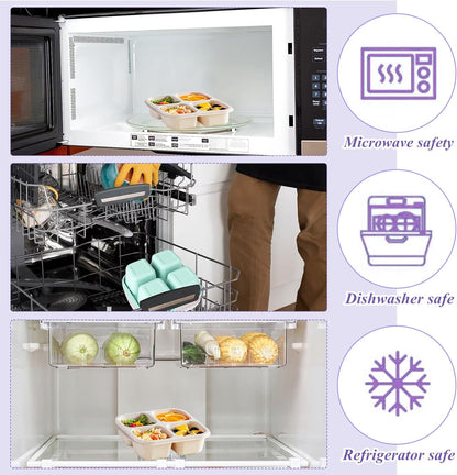 Snack Boxes with Compartments for Kids and Adults 4-Compartment Bento Lunch Boxes 4-Pack V1188-ZX-Y923-01340
