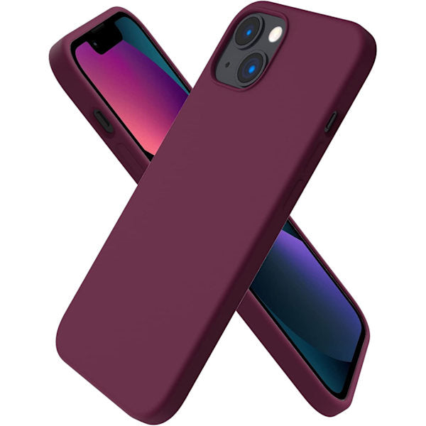 iPhone 13 Case Liquid Silicone Ultra Thin Full Coverage Shockproof Protective Soft Case for 6.1 Inch Red Wine V1188-ZX-Y923-01735-21