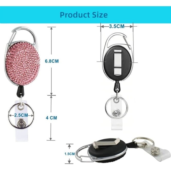 Retractable ID Card Holder Keychain with 3 Slots, Key Ring for Keys, Compatible with Most ID Cards V1188-ZX123-00003-1