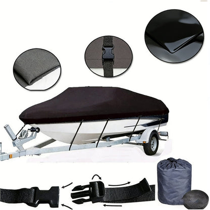 16-18ft Boat Cover Trailerable Marine Grade 600D Black V1188-ZXY-01-10